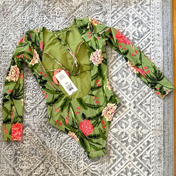 Agua bendita x Target floral rash, guard, swim suit, one piece small NWT - Picture 1 of 8